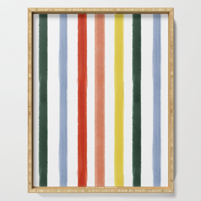 Classic Summer Watercolor Stripes Serving Tray Gallery Image 1