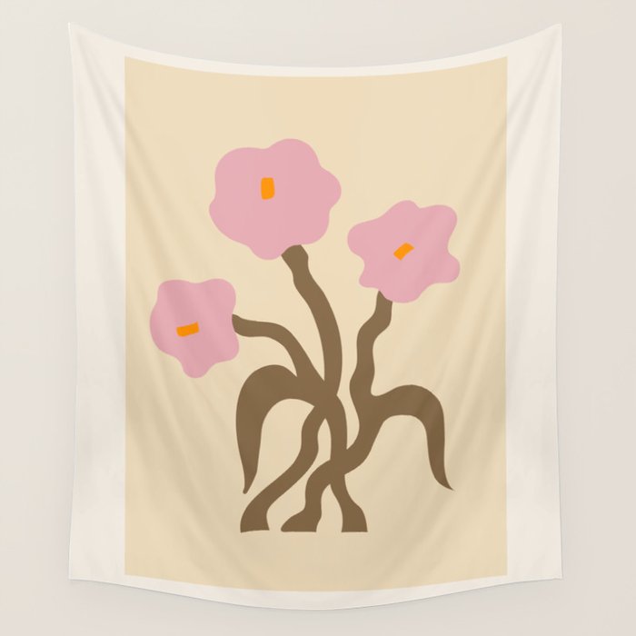 Flower Market, Vienna, Modern Art, Botanical retro art Wall Tapestry Gallery Image 4