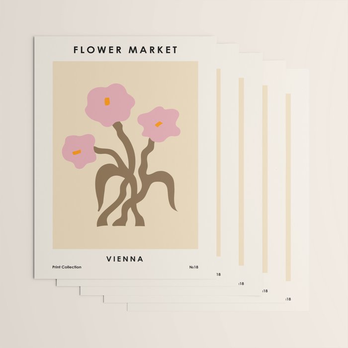 Flower Market, Vienna, Modern Art, Botanical retro art Wrapping Paper Gallery Image 3