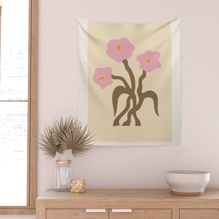 Flower Market, Vienna, Modern Art, Botanical retro art Wall Tapestry Gallery Image 2