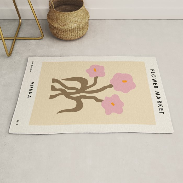 Flower Market, Vienna, Modern Art, Botanical retro art Rug Gallery Image 1