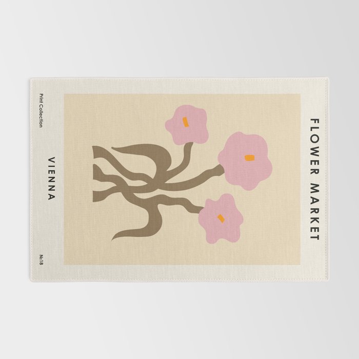 Flower Market, Vienna, Modern Art, Botanical retro art Rug Gallery Image 2