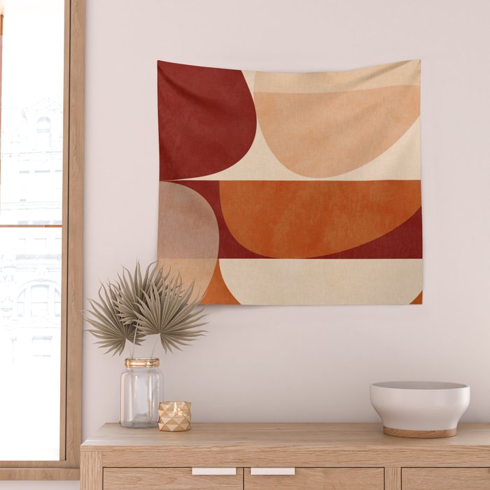 abstract retro shapes earthy 2 Wall Tapestry Gallery Image 2