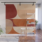 abstract retro shapes earthy 2 Wall Mural Gallery Image 1