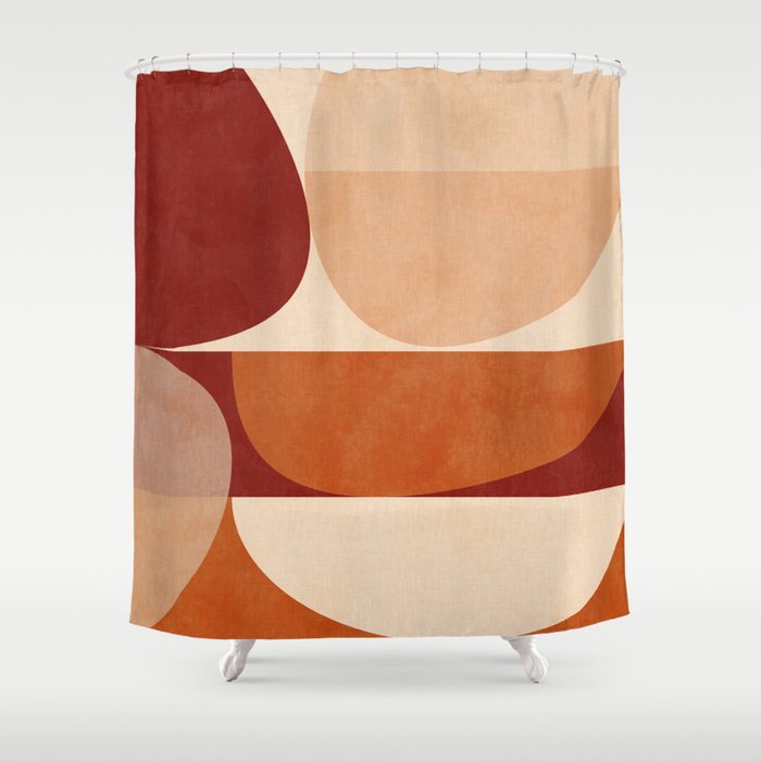 abstract retro shapes earthy 2 Shower Curtain Gallery Image 1