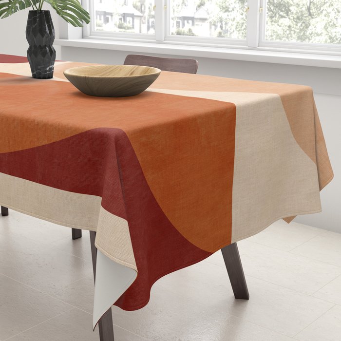abstract retro shapes earthy 2 Tablecloth Gallery Image 3