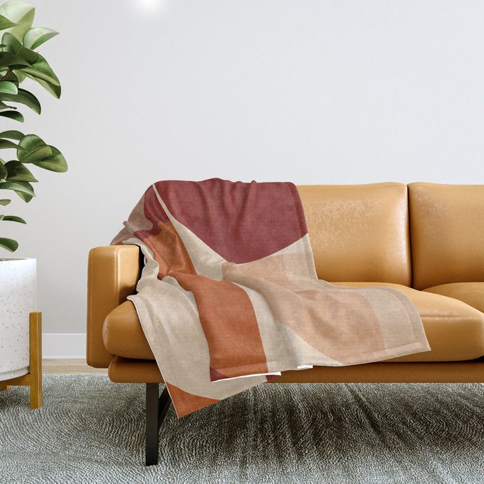 abstract retro shapes earthy 2 Throw Blanket Gallery Image 1