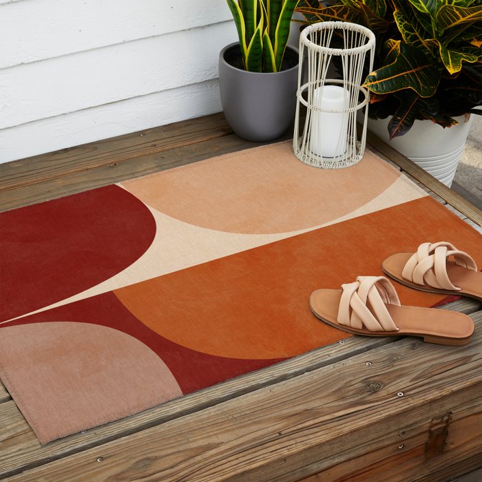 abstract retro shapes earthy 2 Outdoor Rug Gallery Image 2