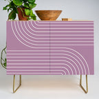 Minimal Line Curvature XXIV Lilac Purple Mid Century Modern Arch Abstract Credenza Gallery Image 1
