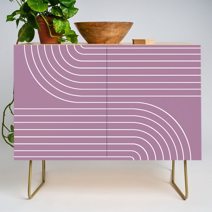 Minimal Line Curvature XXIV Lilac Purple Mid Century Modern Arch Abstract Credenza Gallery Image 1