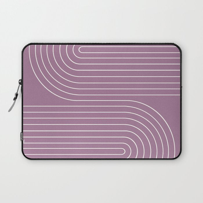 Minimal Line Curvature XXIV Lilac Purple Mid Century Modern Arch Abstract Laptop Sleeve Gallery Image 1