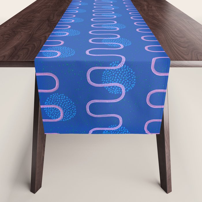 Abstract Fields in Navy Blue & Pastel Pink Table Runner Gallery Image 1