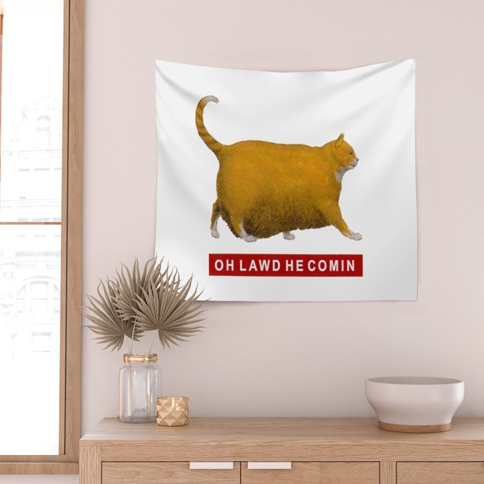 OH LAWD HE COMIN Meme Wall Tapestry Gallery Image 2