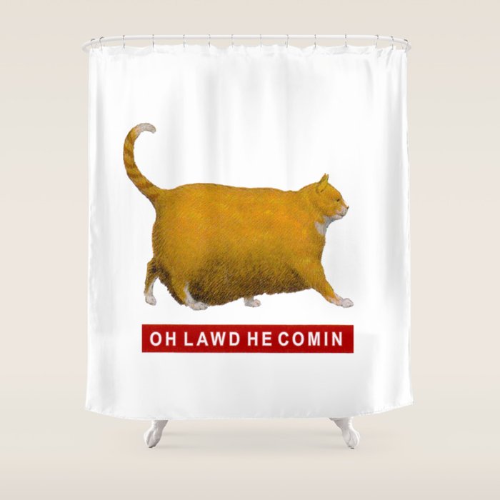 OH LAWD HE COMIN Meme Shower Curtain Gallery Image 1