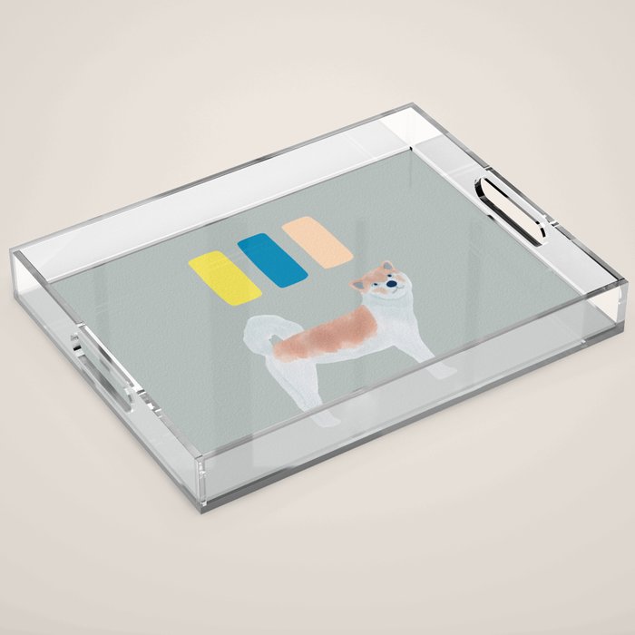 Dog and Dashes - Sepia and Sage Acrylic Tray Gallery Image 1