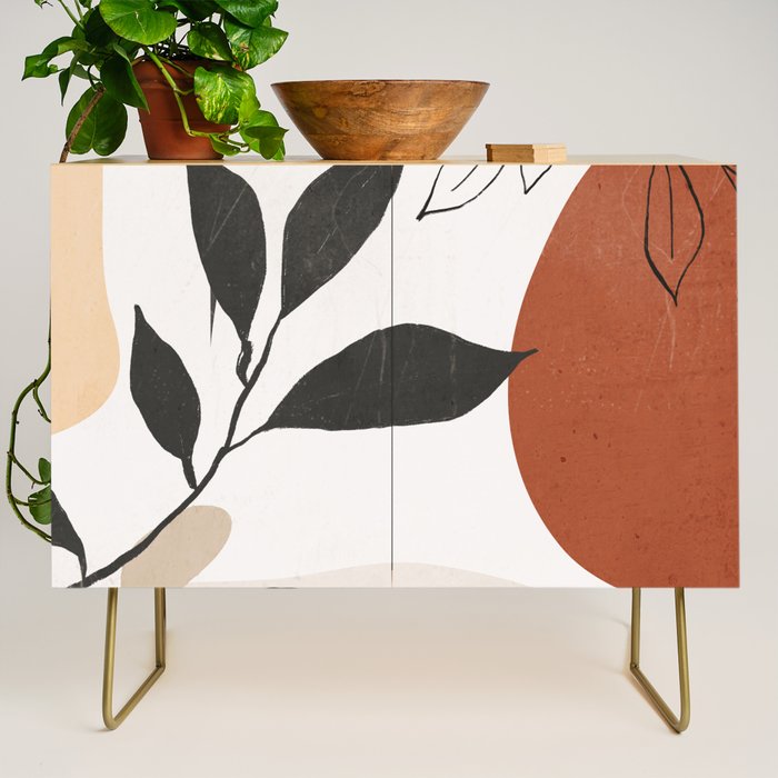 Abstract Shapes and Leaves 2 Credenza Gallery Image 1
