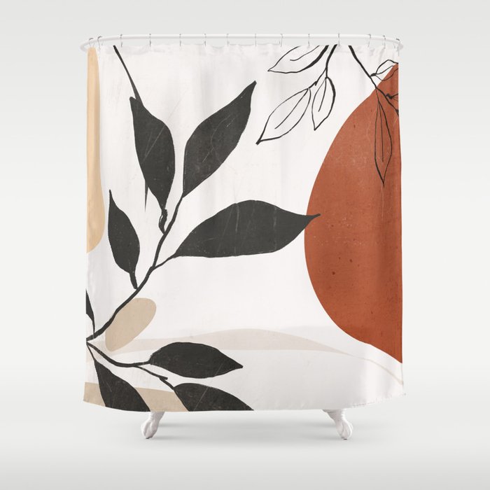 Abstract Shapes and Leaves 2 Shower Curtain Gallery Image 1