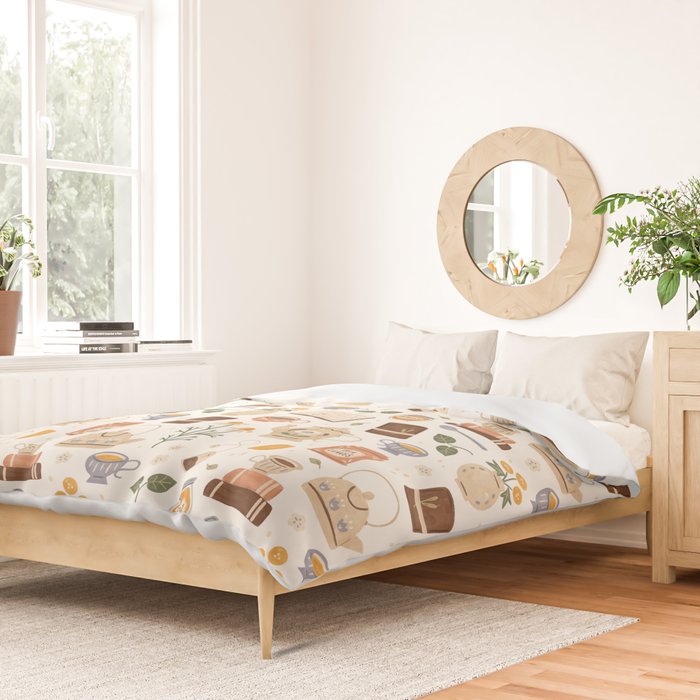 Gouache Books and Tea Duvet Cover Gallery Image 2