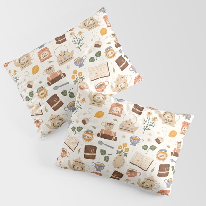 Gouache Books and Tea Pillow Sham Gallery Image 3