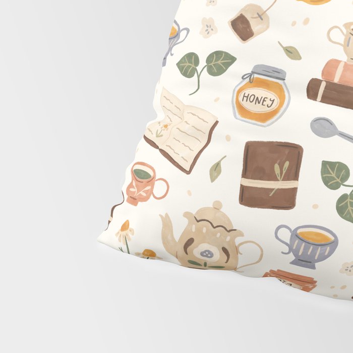 Gouache Books and Tea Pillow Sham Gallery Image 4