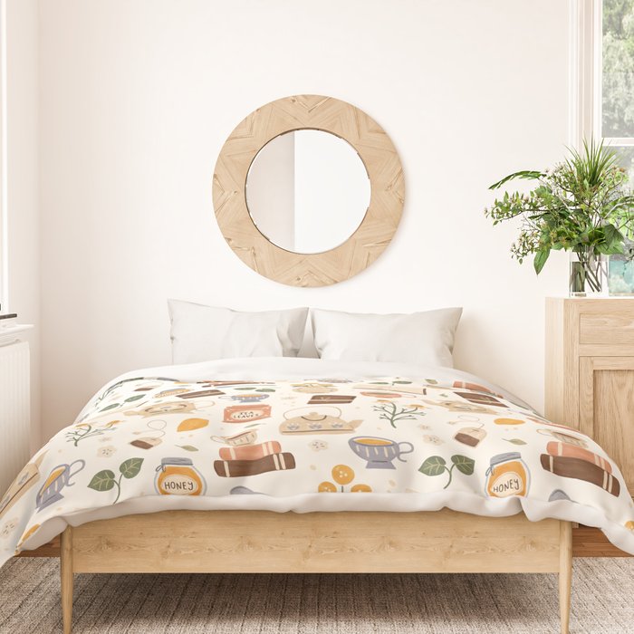 Gouache Books and Tea Duvet Cover Gallery Image 3