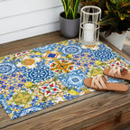 Mediterranean tiles,lemon art,mosaic tiles pattern  Outdoor Rug Gallery Image 2