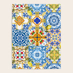 Mediterranean tiles,lemon art,mosaic tiles pattern  Poster Gallery Image 4