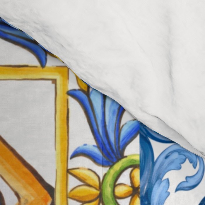 Mediterranean tiles,lemon art,mosaic tiles pattern  Comforter Gallery Image 4