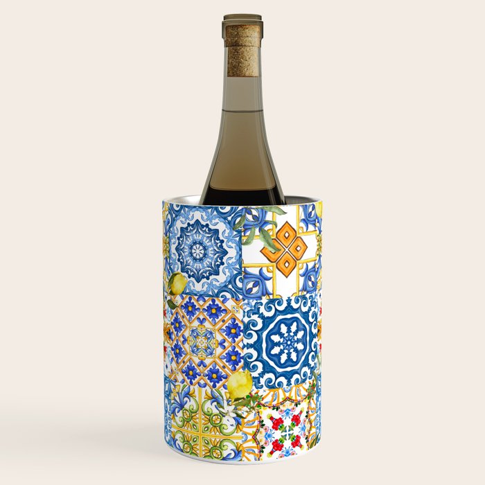 Mediterranean tiles,lemon art,mosaic tiles pattern  Wine Chiller Gallery Image 2