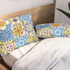 Mediterranean tiles,lemon art,mosaic tiles pattern  Pillow Sham Gallery Image 2