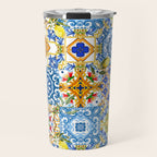 Mediterranean tiles,lemon art,mosaic tiles pattern  Travel Mug Gallery Image 1