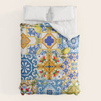 Mediterranean tiles,lemon art,mosaic tiles pattern  Duvet Cover Gallery Image 6