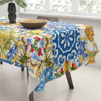 Mediterranean tiles,lemon art,mosaic tiles pattern  Tablecloth Gallery Image 3