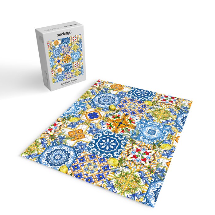 Mediterranean tiles,lemon art,mosaic tiles pattern  Jigsaw Puzzle Gallery Image 2