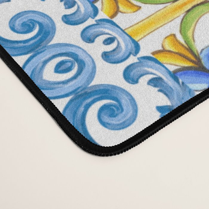 Mediterranean tiles,lemon art,mosaic tiles pattern  Desk Mat Gallery Image 4