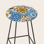 Mediterranean tiles,lemon art,mosaic tiles pattern  Stool Gallery Image 2
