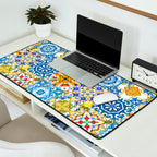 Mediterranean tiles,lemon art,mosaic tiles pattern  Desk Mat Gallery Image 2