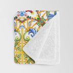 Mediterranean tiles,lemon art,mosaic tiles pattern  Throw Blanket Gallery Image 3