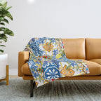 Mediterranean tiles,lemon art,mosaic tiles pattern  Throw Blanket Gallery Image 1