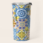 Mediterranean tiles,lemon art,mosaic tiles pattern  Travel Mug Gallery Image 2