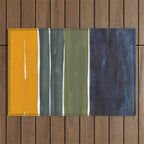 Late November Rothko Inspired Colorful Stripes Navy Blue Olive Green Yellow Outdoor Rug Gallery Image 1