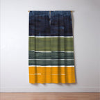 Late November Rothko Inspired Colorful Stripes Navy Blue Olive Green Yellow Window Curtain Gallery Image 3