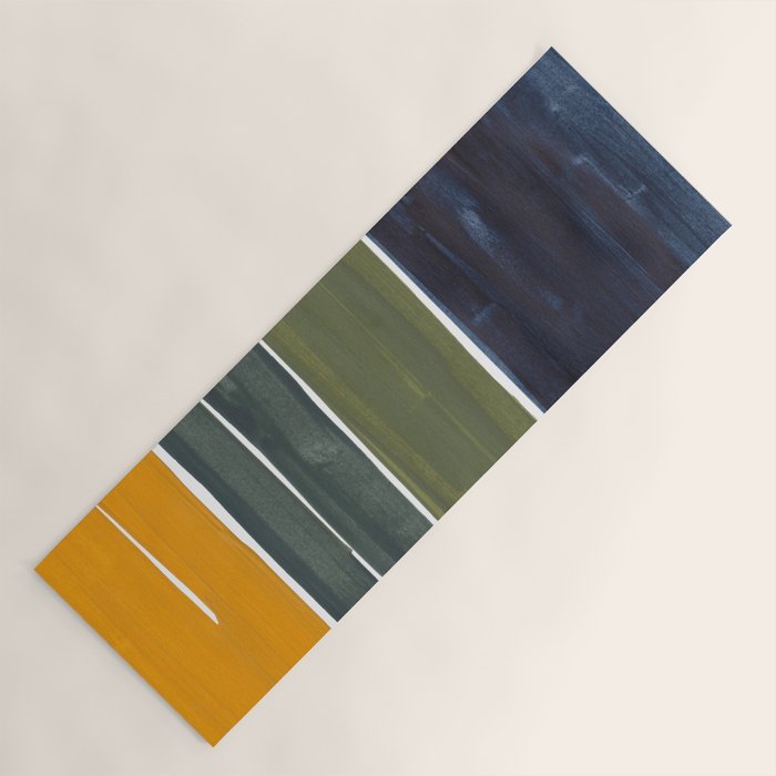Late November Rothko Inspired Colorful Stripes Navy Blue Olive Green Yellow Yoga Mat Gallery Image 1