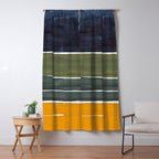 Late November Rothko Inspired Colorful Stripes Navy Blue Olive Green Yellow Window Curtain Gallery Image 5