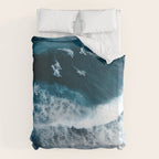Aerial Surf Print - Surfers Riding Big Ocean Wave Duvet Cover Gallery Image 6