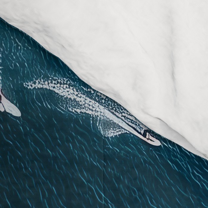 Aerial Surf Print - Surfers Riding Big Ocean Wave Comforter Gallery Image 4