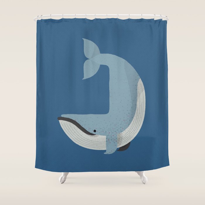 Whimsy Blue Whale Shower Curtain Gallery Image 1