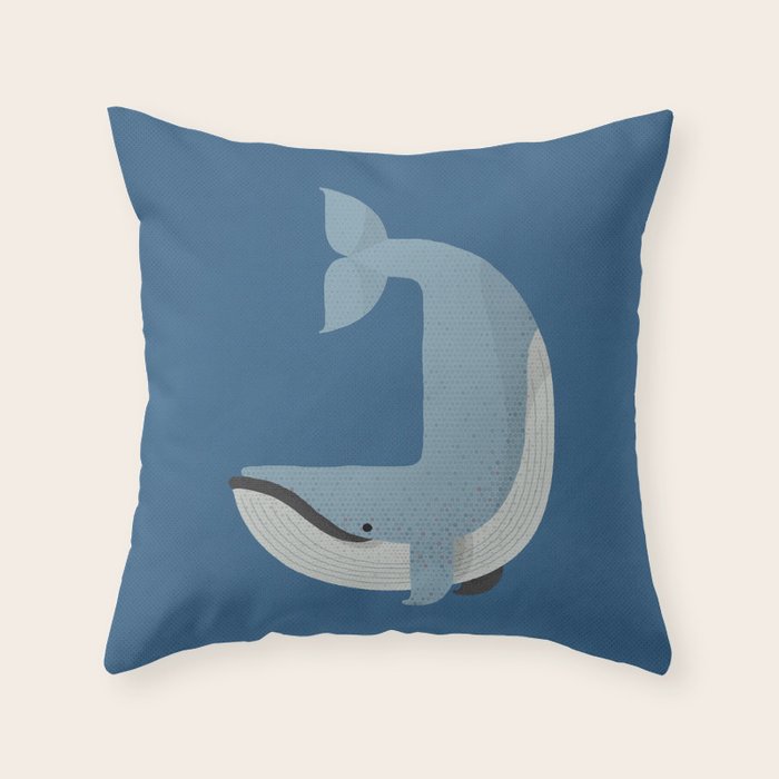 Whimsy Blue Whale Throw Pillow Gallery Image 1