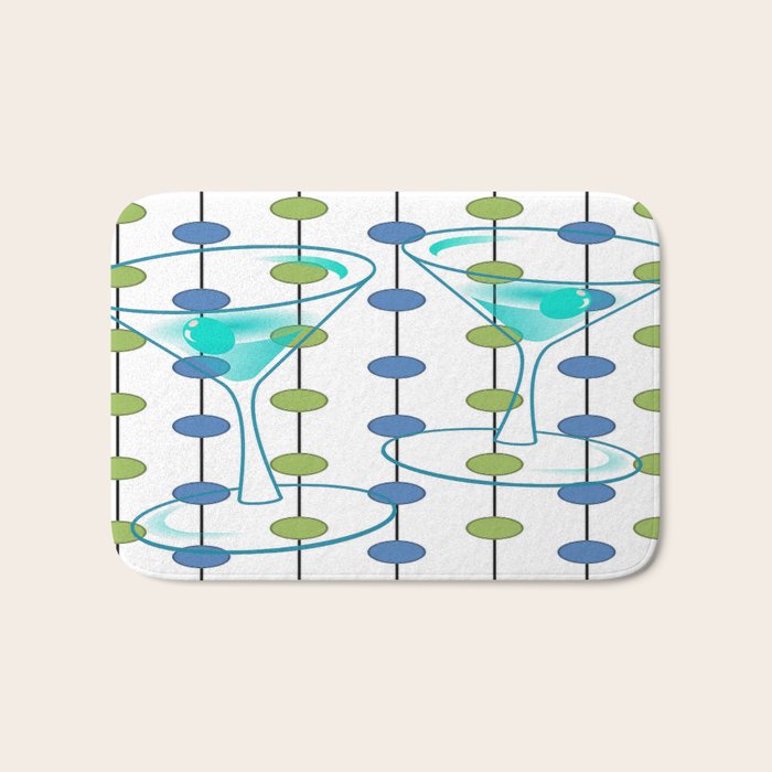 Mid-Century Modern Atomic Art Cocktails 1.0 Bath Mat Gallery Image 1