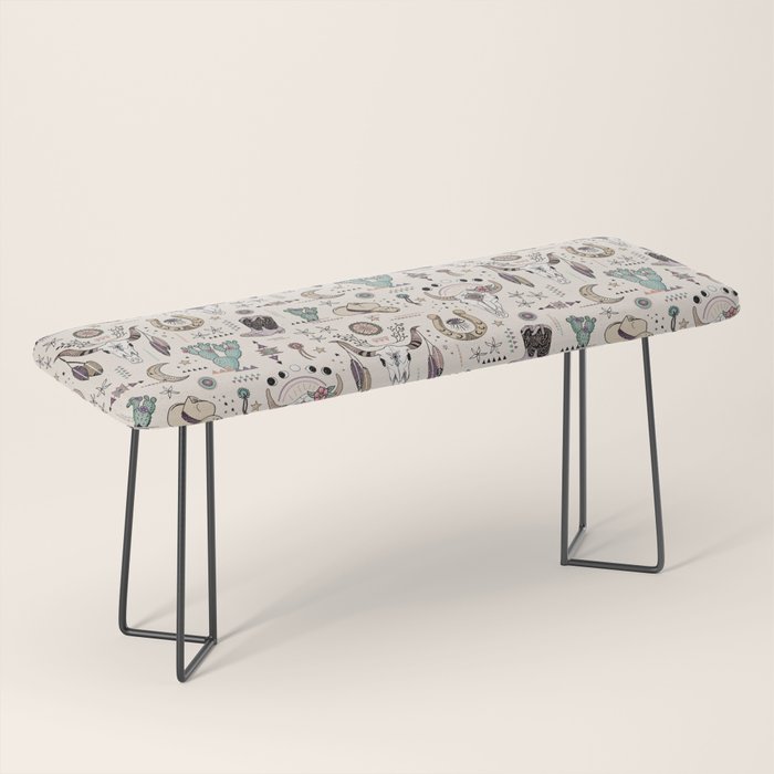 Boho Tribal Cowgirl Ephemera - cream Bench Gallery Image 1